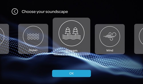 SleepHub interface showcasing the various available soundscapes.